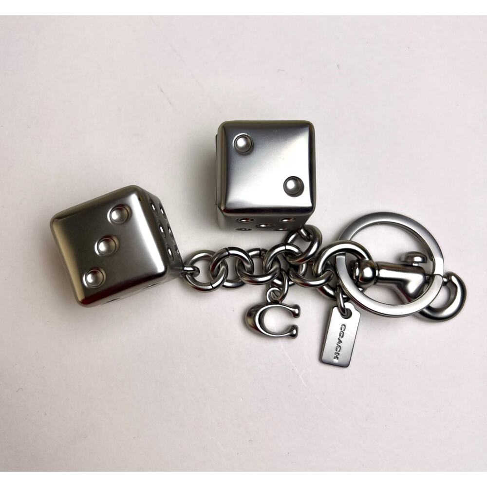 Coach Dice Bag Charm in silver-tone metal - Picture 2 of 7